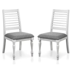 2 Furniture of America Calabria Antique White Gray Side Chairs