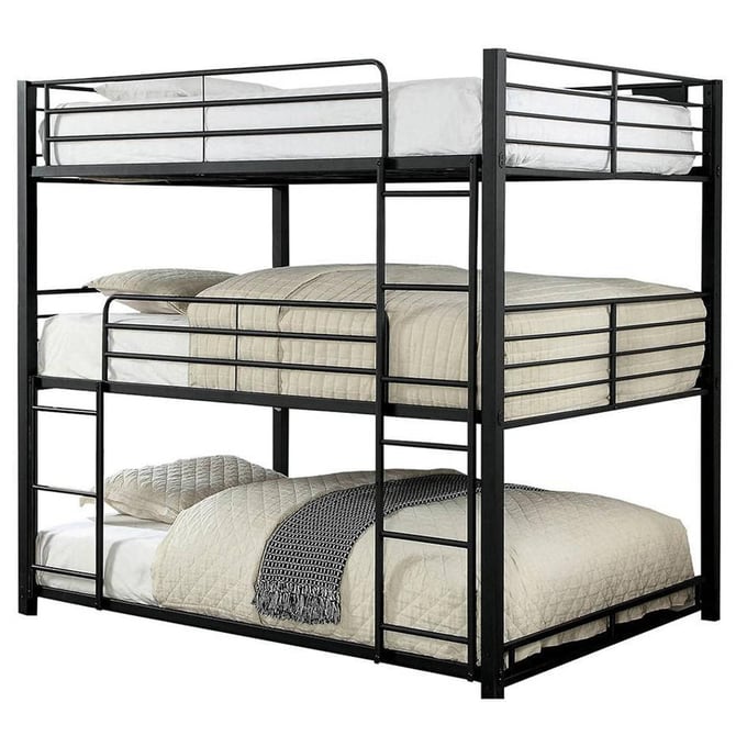 Furniture of America Olga Sand Black Full Triple Decker Bed FOA-CM-BK917F-BED