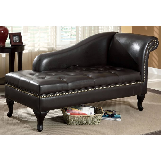 Furniture of America Lakeport Black Storage Chaise FOA-CM-BN6893