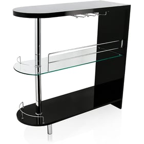 Furniture of America Numbi Black Chrome Bar Table Cum Server