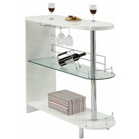 Furniture of America Numbi Off White Chrome Bar Table Cum Server