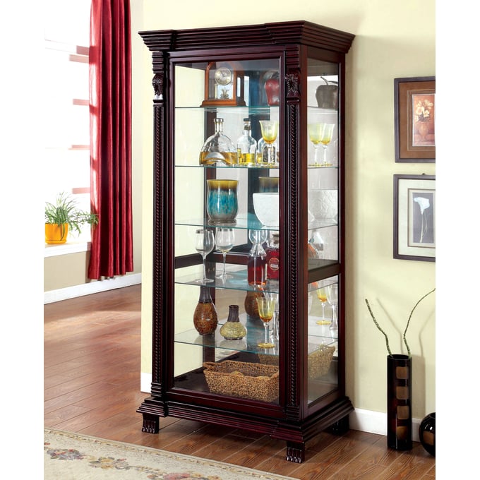 Furniture of America Tulare Dark Cherry Curio FOA-CM-CR134