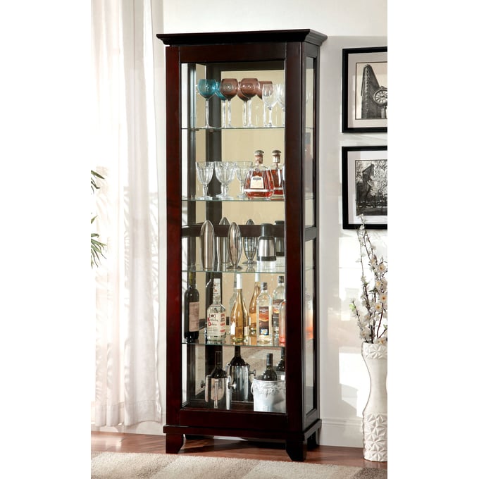 Furniture of America Ludden Dark Walnut Curio FOA-CM-CR135