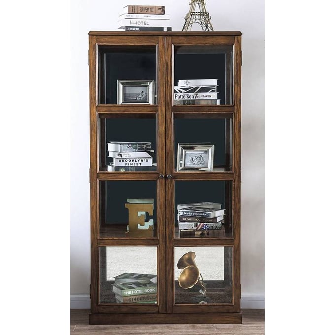 Furniture of America Vilas Oak Curio Cabinet FOA-CM-CR140A