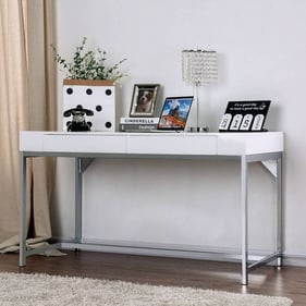 Furniture of America Loke White Chrome Computer Desk