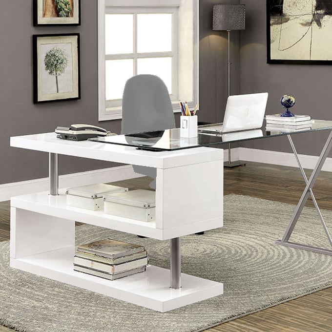 Furniture of America Bronwen White Computer Desk FOA-CM-DK6131WH