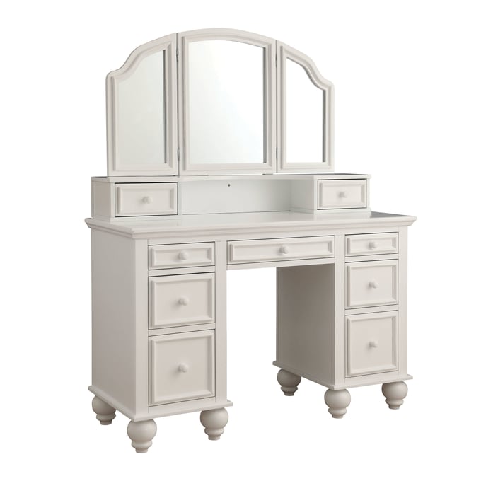 Athy white transitional style store vanity with stool