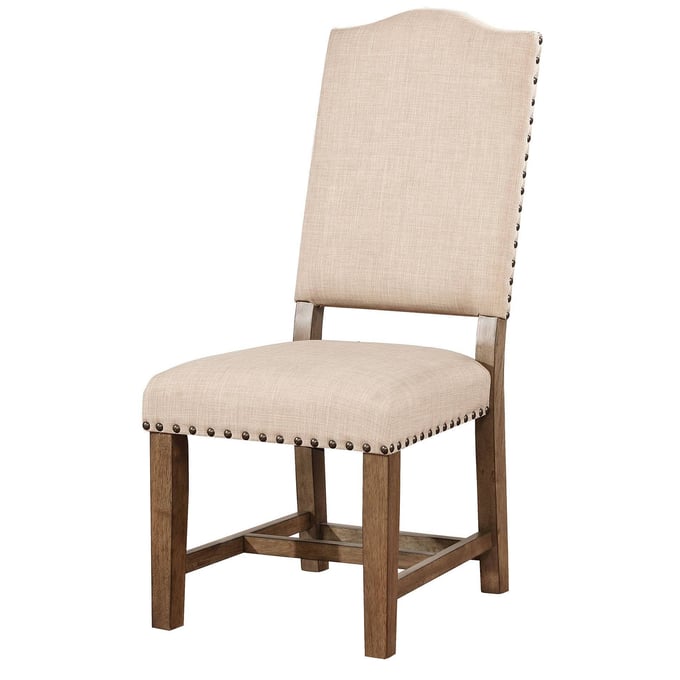 2 Furniture of America Julia Light Oak Beige Side Chairs FOA-CM3014SC-2PK