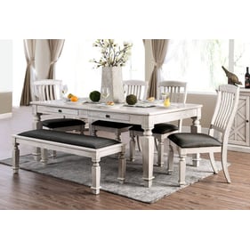 Furniture of America Georgia Antique White Gray 6pc Dining Room Set