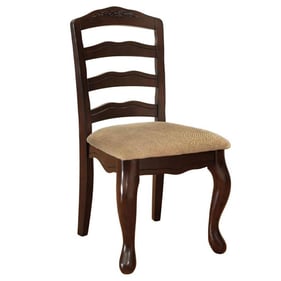 2 Furniture of America Townsville Dark Walnut Tan Side Chairs