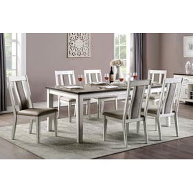 Furniture Of America Halsey Weathered White Dark Walnut 7pc Dining Room Set