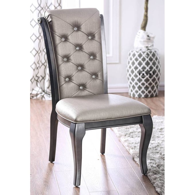 2 Furniture Of America Amina Gray Side Chairs FOA-CM3219GY-SC-2PK