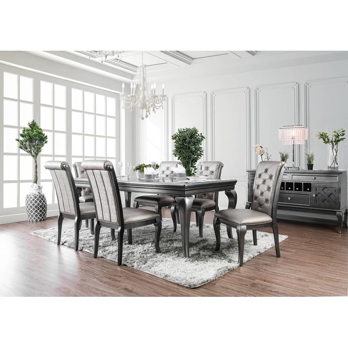 Furniture of America Amina Gray 84 Inch 7pc Dining Room Set FOA-CM3219GY-T-7PC