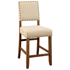 2 Furniture Of America Sania Ivory Rustic Oak Counter Height Chairs