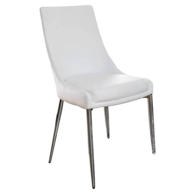 2 Furniture of America Izzy Silver White Side Chairs FOA-CM3384WH-SC-2PK