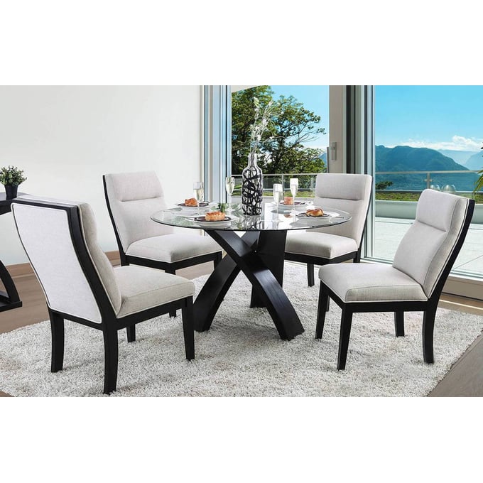 Furniture of America Jasmin Black White 5pc Dining Room Set FOA-CM3393RT-5PC