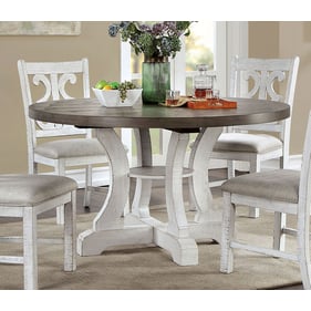 Furniture of America Auletta Distressed White Gray Round Dining Table