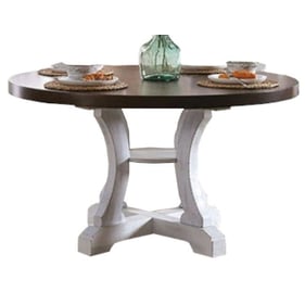 Furniture Of America Auletta Distressed White Dark Oak Round Dining Table