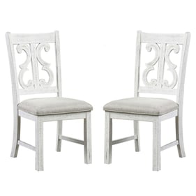 2 Furniture Of America Auletta Distressed White Gray Side Chairs