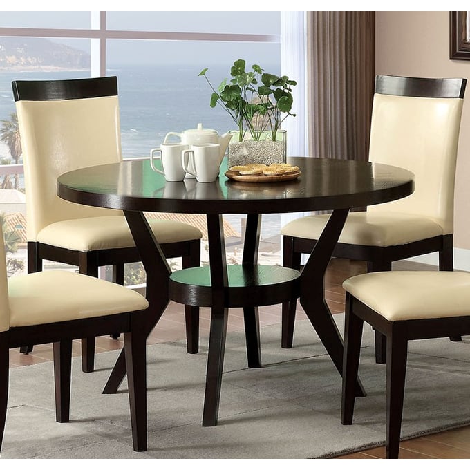 Furniture of America Downtown Espresso Round Dining Table FOA-CM3424T