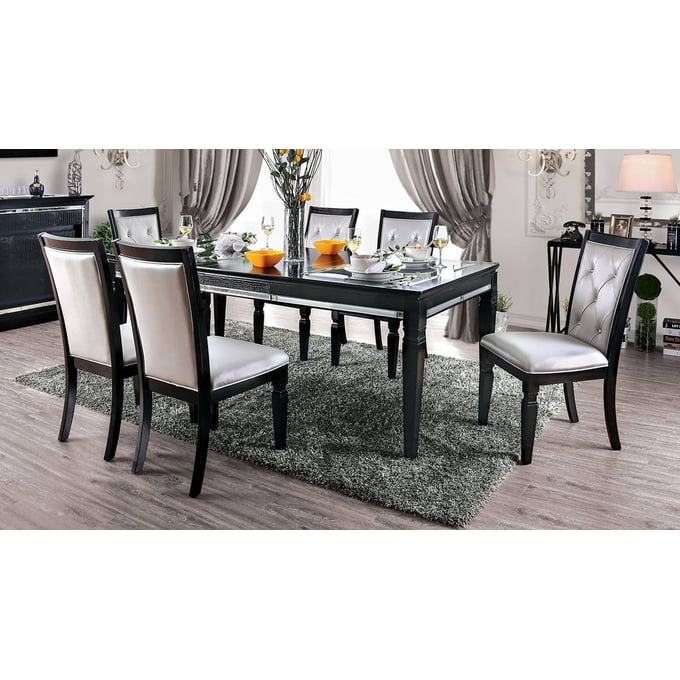 Furniture of America Alena Black 7pc Dining Room Set FOA-CM3452BK-T-7PC