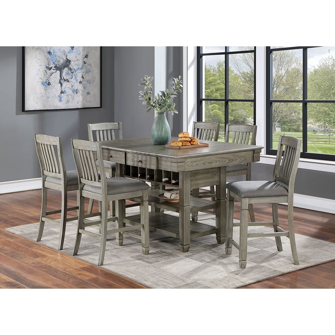 Furniture Of America Anaya Gray 7pc Counter Height Set FOA-CM3512GY-CNT-S1