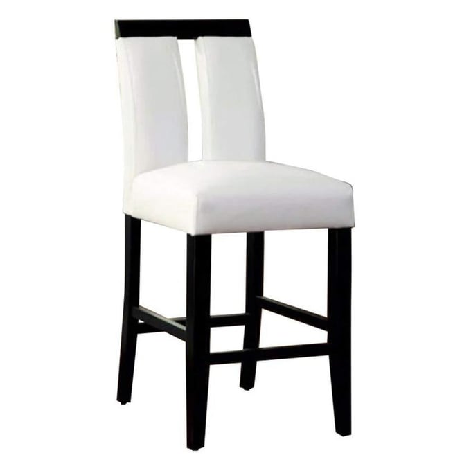 2 Furniture of America Luminar Black White Counter Height Chairs FOA-CM3559PC-2PK