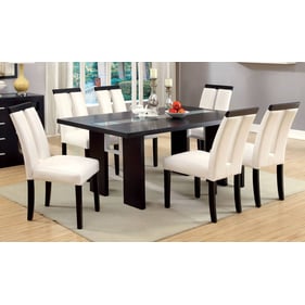 Furniture of America Luminar Black Beige 7pc Dining Room Set