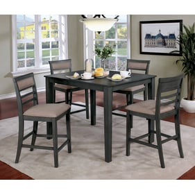 Furniture Of America Fafnir Weathered Gray Beige Fabric 5pc Counter Height ...