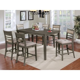 Furniture Of America Fafnir Weathered Gray Beige Fabric 7pc Counter Height ...