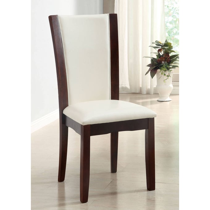 2 Furniture of America Manhattan Dark Cherry White Side Chairs FOA-CM3710WH-SC-2PK