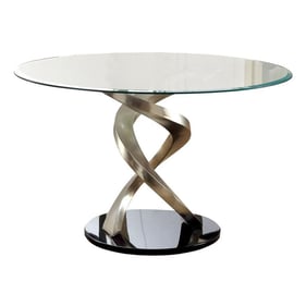 Furniture of America Roxo Silver Black Round Dining Table