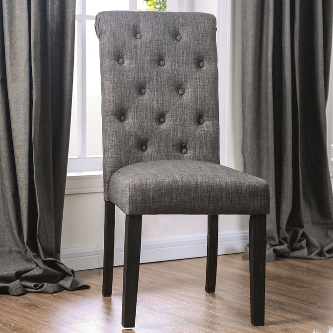 2 Furniture Of America Alfred Antique Black Gray Side Chairs FOA-CM3735GY-SC-2PK