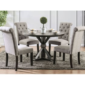 Furniture Of America Alfred Antique Black Light Gray 5pc Round Dining Room ...