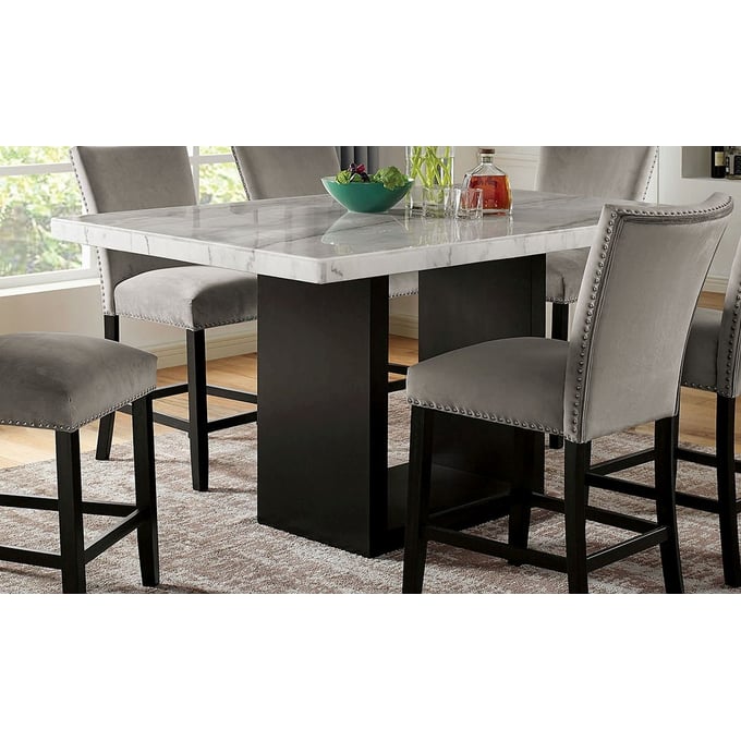 Furniture of America Kian White Black Counter Height Table FOA-CM3744PT-TABLE