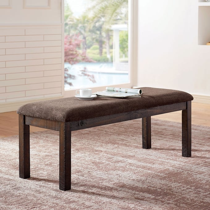 Furniture of America Burton Walnut Ash Brown Bench FOA-CM3790BN