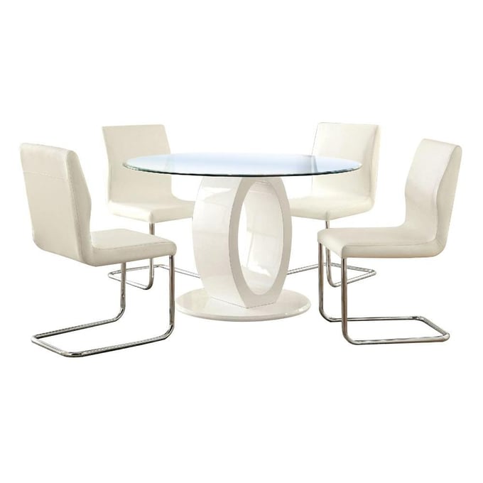 Furniture Of America Lodia White 5pc Dining Room Set FOA-CM3825WH-RT-5PC