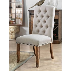 2 Furniture of America Gianna Oak Ivory Tufted Side Chairs