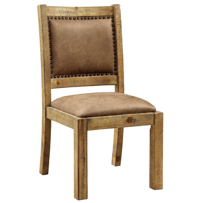 2 Furniture of America Gianna Rustic Oak Brown Side Chairs FOA-CM3829SC-2PK