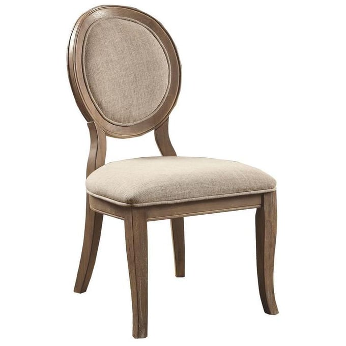 2 Furniture of America Kathryn Rustic Oak Beige Side Chairs FOA-CM3872SC-2PK