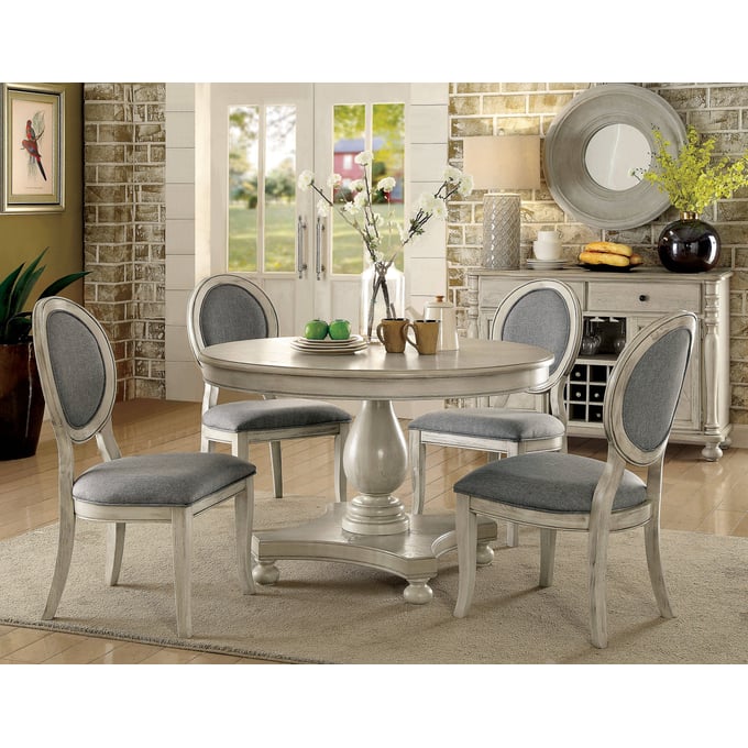 Furniture of America Kathryn Antique White 5pc Dining Room Set FOA-CM3872WH-RT-5PC