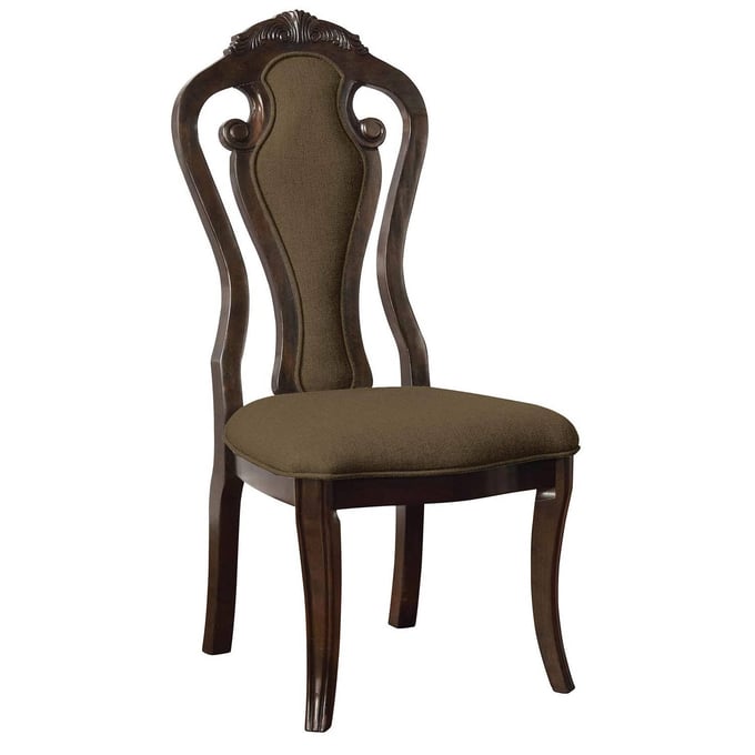 2 Furniture of America Rosalina Walnut Beige Side Chairs The