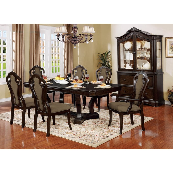 2 Furniture of America Rosalina Walnut Beige Side Chairs The