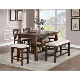 Furniture Of America Fredonia Oak Beige 6pc Counter Height Set