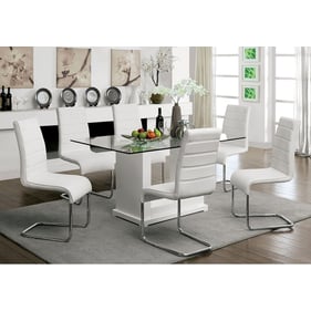 Furniture Of America Eva White Clear 7pc Dining Room Set