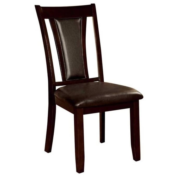 2 Furniture of America Brent Dark Cherry Espresso Side Chairs FOA-CM3984DK-SC-2PK