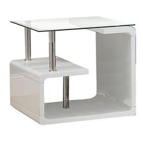 Furniture of America Torkel White Chrome End Table