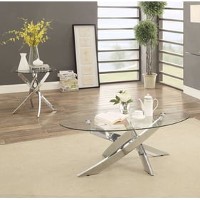 Furniture Of America Laila Chrome 3pc Coffee Table Set