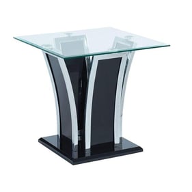 Furniture of America Staten Glossy Black Chrome End Table