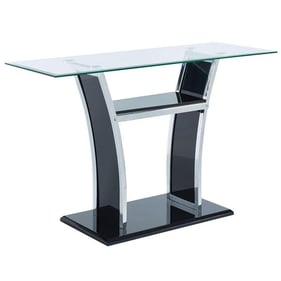 Furniture of America Staten Glossy Black Chrome Sofa Table